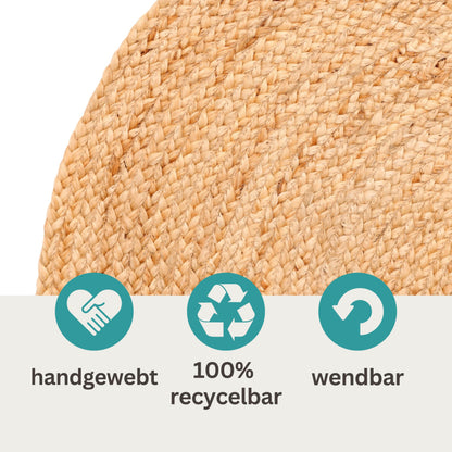 MY-RUG Nitin Juteteppich - Rund 150cm Braun Outdoor