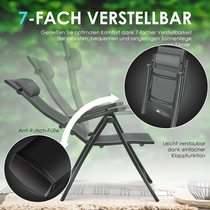KESSER Gartenstuhl Hochlehner Aluminium Klappstuhl – 6er Set Anthrazit