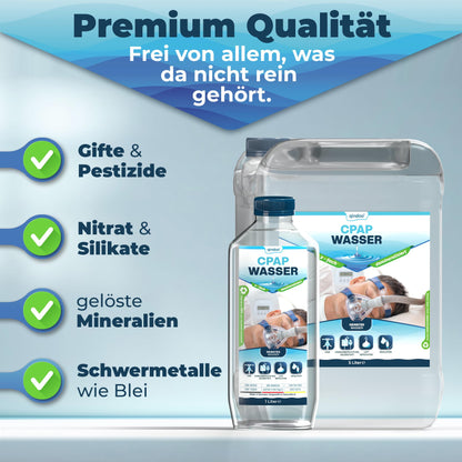Qindoo CPAP Wasser – Reines bidest Wasser für Atemgeräte – 12 Liter