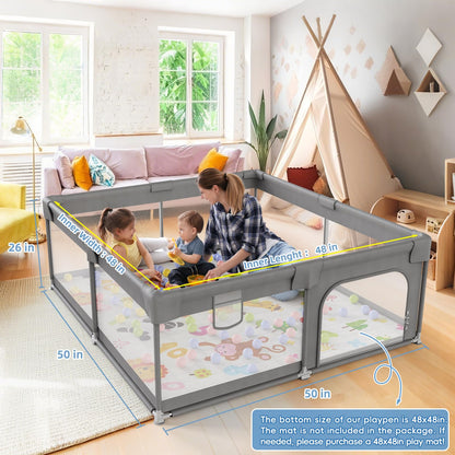 Palopalo Laufstall Baby Laufgitter 127x127cm - Dunkelgrau