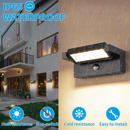 LED Wandleuchte Aussen/Innen 22W Bewegungsmelder Warmweiss – Schwarz