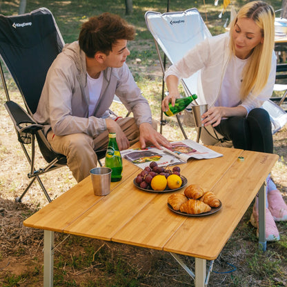 KingCamp Campingtisch Bambus Klapptisch höhenverstellbar – 100x65cm