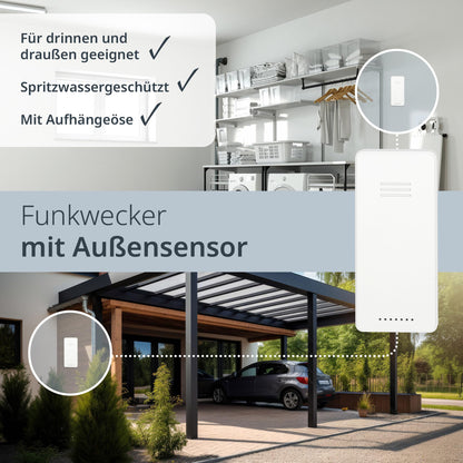 ADE Funkwecker CK2406-1 mit Projektion und Aussensensor, schwarz