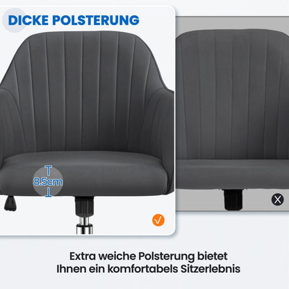 Yaheetech Bürostuhl Drehstuhl Homeoffice Samt - Dunkelgrau