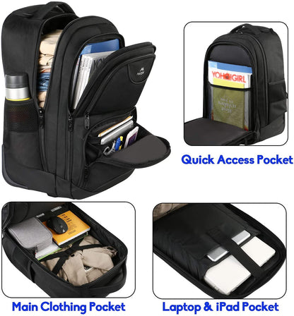 MATEIN Business Trolley Reiserucksack 17 Zoll – Schwarz