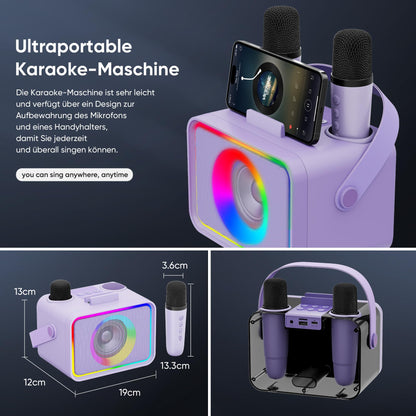 Wowstar Karaoke Maschine mit 2 Mikrofonen, Bluetooth Lautsprecher