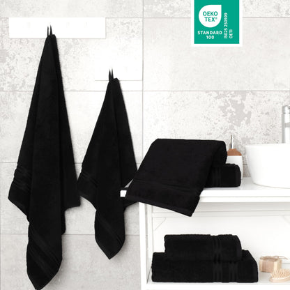Hammetex Handtuch Set 6-teilig, 100% Baumwolle Frottier, Schwarz