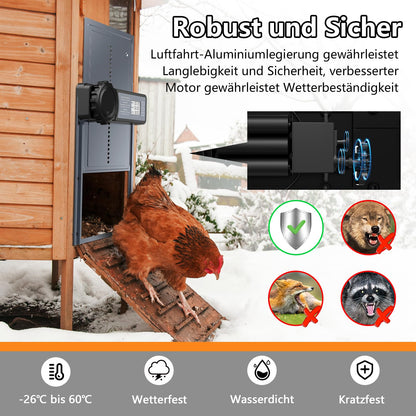 MASTERFUN Automatische Hühnerklappe Aluminium mit Timer und Display