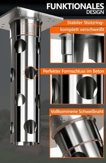 4smile Bodenanker Ampelschirm zum Einbetonieren - Edelstahl