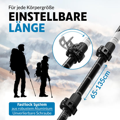 Terra Peak Wanderstöcke Teleskop Aluminium verstellbar mit Korkgriff