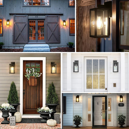 BRIMMEL Aussen Wandleuchte Mattschwarz Aluminium Klar Glas 2er-Set