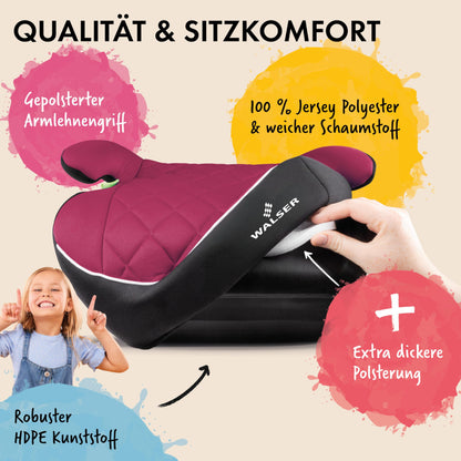 WALSER Andy Kindersitzerhöhung Auto ISOFIX i-Size R129 - Schwarz/Pink