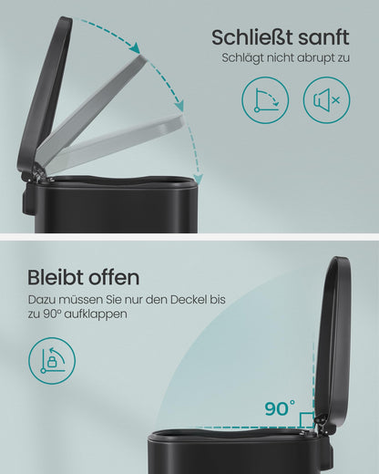 SONGMICS Mülleimer Küche 50L Treteimer Schwarz LTB050B02