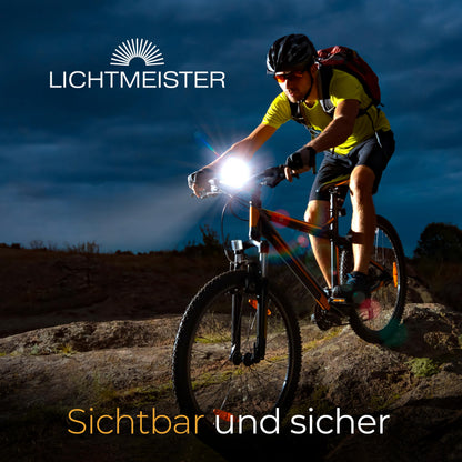 LICHTMEISTER Fahrradlicht 100 Lux LED mit Bremslicht, USB-C, StVZO