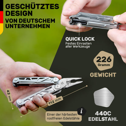 TREKLINE Multitool Breath F27, Multifunktionswerkzeug 440C Edelstahl