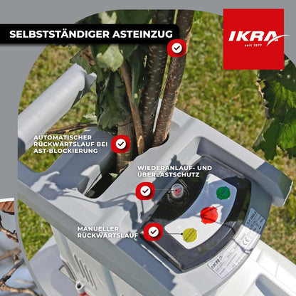 IKRA Walzenhäcksler ILH 3000 A, Elektro-Gartenhäcksler, 3000 W