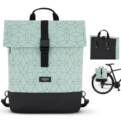 LARKSON Tammo Bike Gepäckträgertasche & Rucksack 2 in 1 Mint, wasserabweisend, aus recyceltem PET