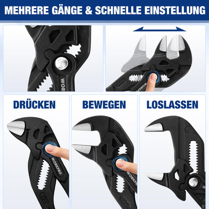 WORKPRO Zangenschlüssel-Set 2-teilig, 180 & 255 mm, Cr-V-Stahl