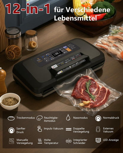 OidoZac Vakuumiergerät SV636, 12-in-1 mit doppelter Schweissnaht