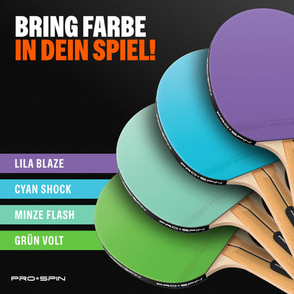 PRO-SPIN Tischtennisschläger-Set mit 3-Sterne-Bällen und Tasche