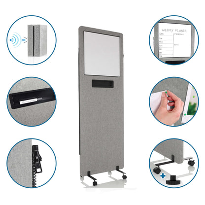 hjh OFFICE FLEXMIUT WB Mobile Trennwand - Grau 891012