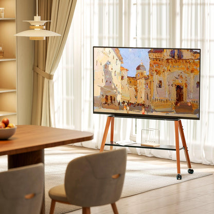ECOTINY Easel Beweglicher TV Ständer Rollen 49-75 Zoll (bis 40kg)