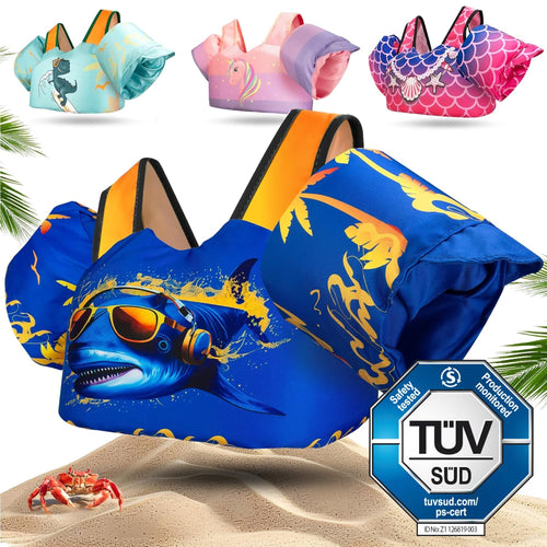 KIDVERSE Schwimmweste Kinder 3-6 Jahre mit Schwimmflügeln und zwei Schnallen mit Kindersicherung