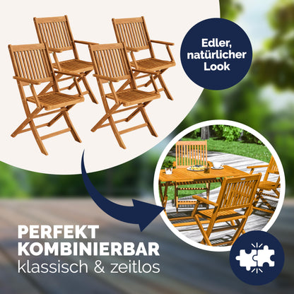 Casaria Sydney Gartenstuhl – Akazienholz klappbar 4er Set