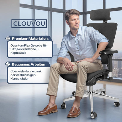 CLOUVOU MasterSeat Ergonomischer Bürostuhl Drehstuhl – 150 kg