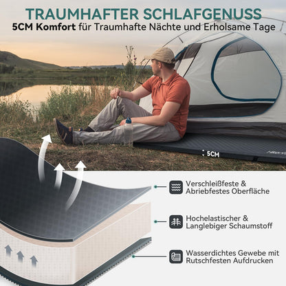 HIKENTURE Isomatte selbstaufblasend 5CM Schaumstoff - Dunkelgrau-A3