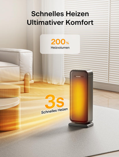 PELONIS Keramik Heizlüfter 2000 W mit Thermostat und 12-Stunden-Timer