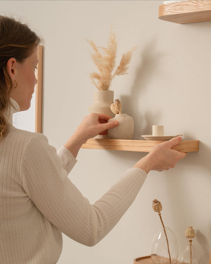 Kazai.® Wandregal-Set 'Toke' Eiche – 3 schwebende Holzregale