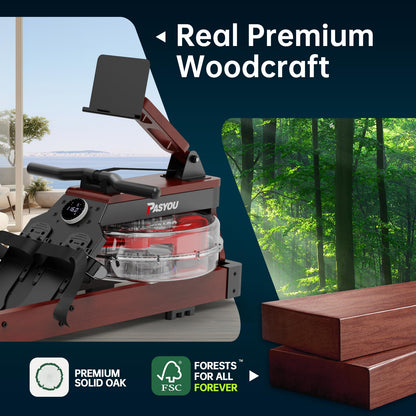 PASYOU PW60 Wasserrudergerät klappbar – Eiche Heimtraining