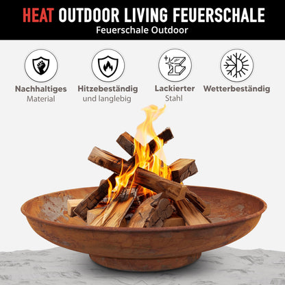 HEAT Outdoor Living Feuerschale Ø90cm Rost Stahl Garten