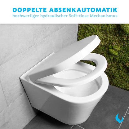 Bullseat® Toilettendeckel D-Form Duroplast Weiss Absenkautomatik