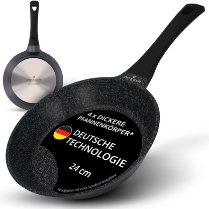 ZWIEGER Hochwertige Bratpfanne 24cm - Pfanne 24 cm Induktion, Aluguss, vollflächiger Edelstahlboden, für alle Herdarten (inklusive Induktion) geeignet – Antihaft, PFOA- & PFOS-frei