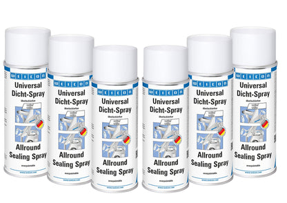 WEICON Universal Dicht-Spray Dichtmittel – 400ml 6er Set Weiss: Weiße Sprühdose zum Abdichten von Rissen und Lecks.