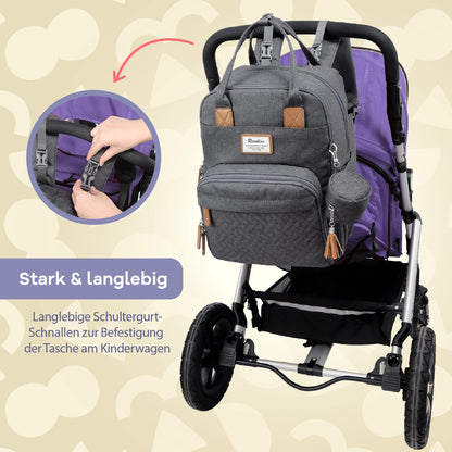 RUVALINO Wickelrucksack Wickeltasche mit Wickelauflage, Dunkelgrau