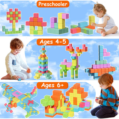 Apluses Magnetische Bausteine 72-teilig, Montessori Magnetwürfel