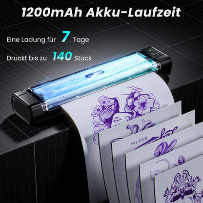 TATTMUSE A887 Tattoo Drucker Bluetooth mit 10 Blatt Transferpapier