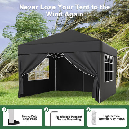 JUMMICO Faltpavillon 3x3m Wasserdicht UV50+ Grau mit 4 Seitenwänden