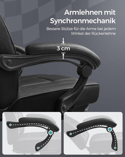 SONGMICS OBG073B05 Bürostuhl mit Fussstütze - Tintenschwarz