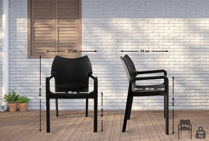 CLP Diva Gartenstuhl 2er-Set mit Armlehnen – Schwarz