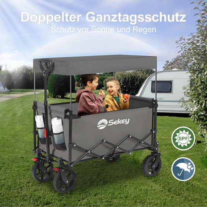 Sekey Bollerwagen S4018 Faltbar XXL Grau mit Dach
