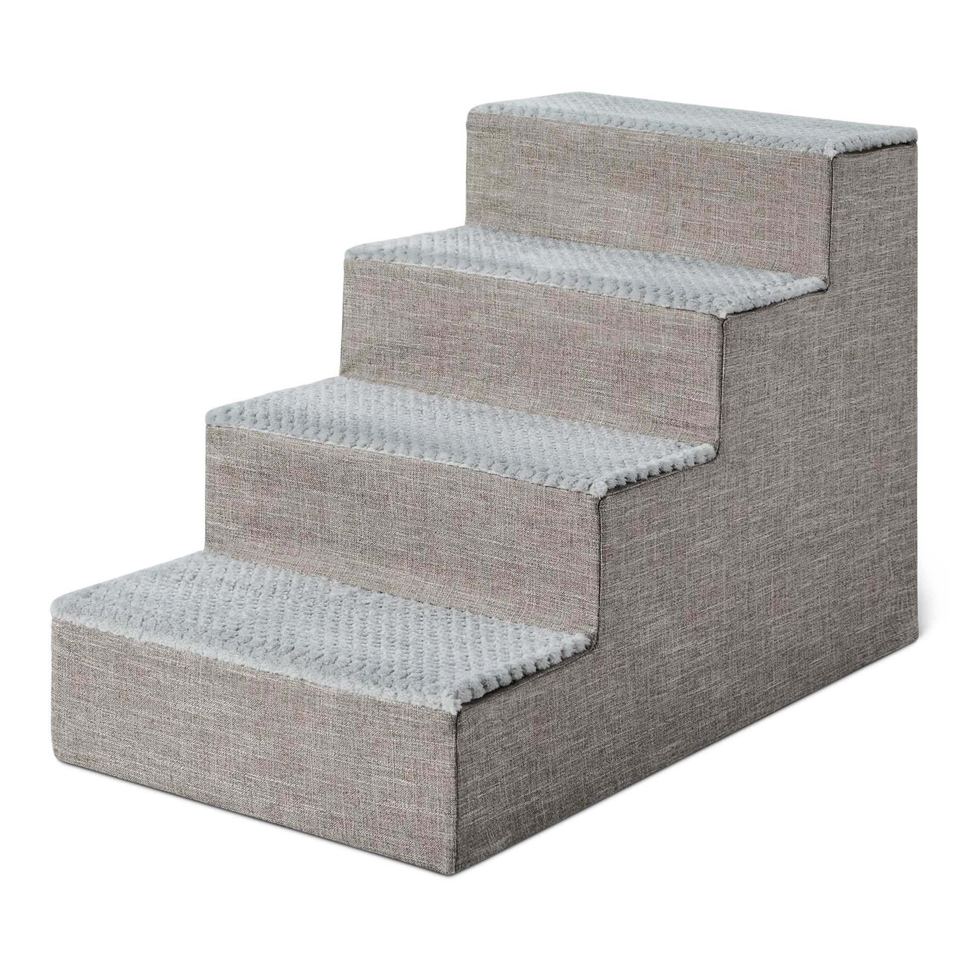 Amazon Basics Hundetreppe 4-stufig, faltbar, 36,5 cm, Grau – Aufstiegshilfe aus Schaumstoff für Bett und Sofa