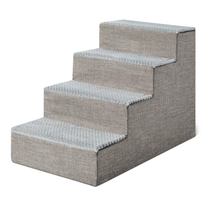 Amazon Basics Hundetreppe 4-stufig, faltbar, 36,5 cm, Grau – Aufstiegshilfe aus Schaumstoff für Bett und Sofa