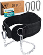 PULLUP & DIP Dip Gürtel mit Kette und 3 Karabinern, Gewichtsgürtel aus Nylon mit Stahlkette für Dips