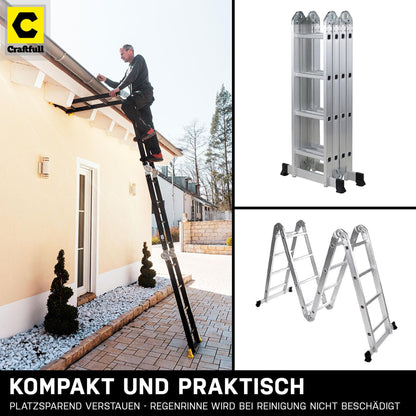 CRAFTFULL CF-104A Aluminium Mehrzweckleiter - 4x3 Sprossen