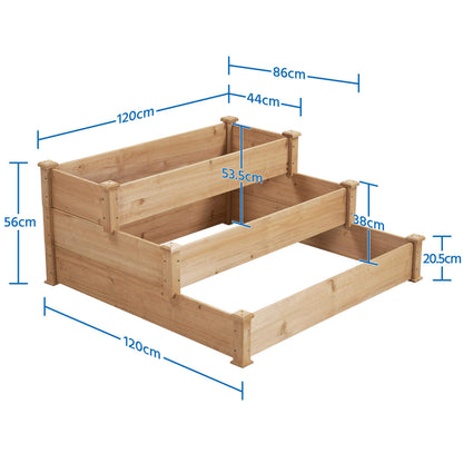 Yaheetech Hochbeet aus Holz, 3-stufige Blumentreppe, 120 x 120 x 56 cm