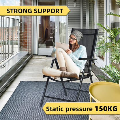 CCLIFE Breeze Gartenstuhl 2er Set Hochlehner Klappbar – Dunkelgrau